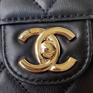 Chanel Small Flap Bag With top Handle Calfskin CC AS2680 Black - Default Title - View 3