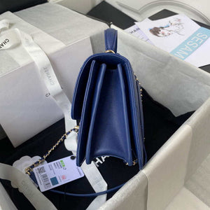 Chanel Small Flap Bag With top Handle Calfskin CC AS2680 Blue - Default Title - View 5
