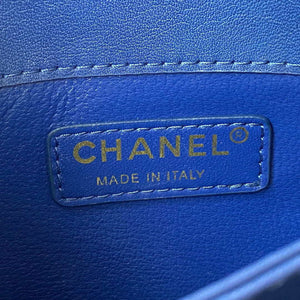 Chanel Small Flap Bag With top Handle Calfskin CC AS2680 Blue - Default Title - View 8