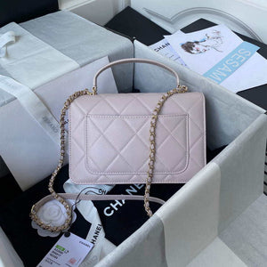 Chanel Small Flap Bag With top Handle Calfskin CC AS2680 Light Pink - Default Title - View 2