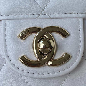 Chanel Small Flap Bag With top Handle Calfskin CC AS2680 White - Default Title - View 3