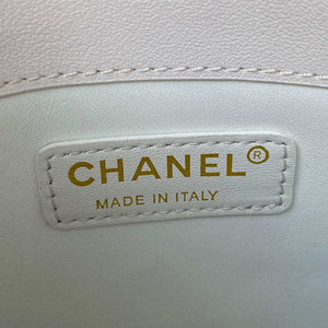 Chanel Small Flap Bag With top Handle Calfskin CC AS2680 White - Default Title - View 8