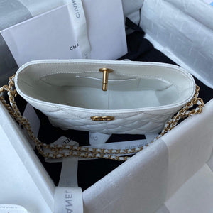 Chanel Small Hobo Bag Grained Calfskin Gold AS3223 White - Default Title - View 7