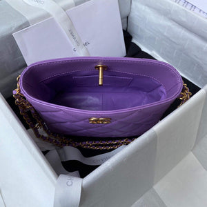 Chanel Small Hobo Bag Lambskin Gold AS3223 Purple - Default Title - View 8