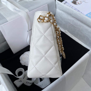 Chanel Small Hobo Bag Lambskin Gold AS3223 White - Default Title - View 6