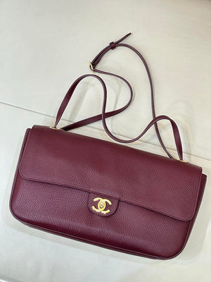 Chanel Maxi Flapbag Grained calfskin & gold-tone metal AS6231 Wine Red - Gold - View 11
