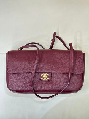 Chanel Maxi Flapbag Grained calfskin & gold-tone metal AS6231 Wine Red - Gold - View 12