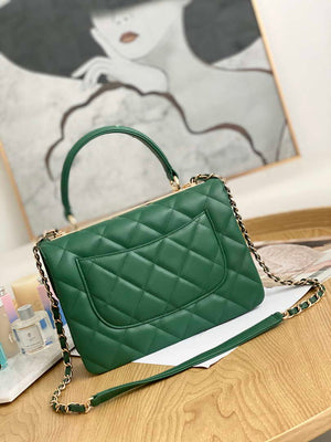 Chanel Small Trendy CC Flap Bag With Top Handle Lambskin bag A92236 Green Gold - Default Title - View 2
