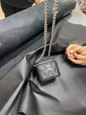 Chanel Small Vanity With Chain Bag Lambskin AP2198 Black Silvery - Default Title - View 2