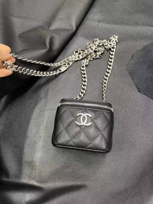 Chanel Small Vanity With Chain Bag Lambskin AP2198 Black Silvery - Default Title - View 3