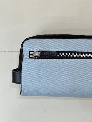 Chanel Small Zipped Pouch Canvas Calfskin & Silver-Tone Metal AP5226 Blue & Black - Default Title - View 8