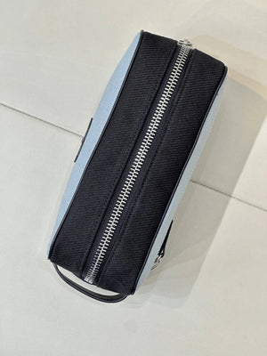 Chanel Small Zipped Pouch Canvas Calfskin & Silver-Tone Metal AP5226 Blue & Black - Default Title - View 9