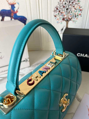 Chanel Trendy 24C Flap Bag With Top Handle Lambskin bag A92236 Blue Multicolor Logo - Default Title - View 4