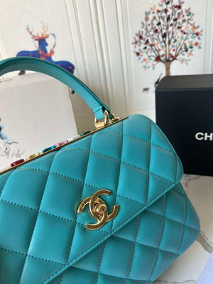 Chanel Trendy 24C Flap Bag With Top Handle Lambskin bag A92236 Blue Multicolor Logo - Default Title - View 5