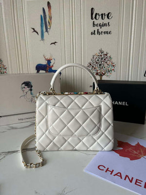 Chanel Trendy 24C Flap Bag With Top Handle Lambskin bag A92236 White Multicolor Logo - Default Title - View 2