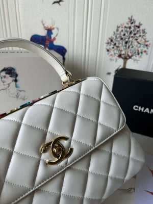 Chanel Trendy 24C Flap Bag With Top Handle Lambskin bag A92236 White Multicolor Logo - Default Title - View 5