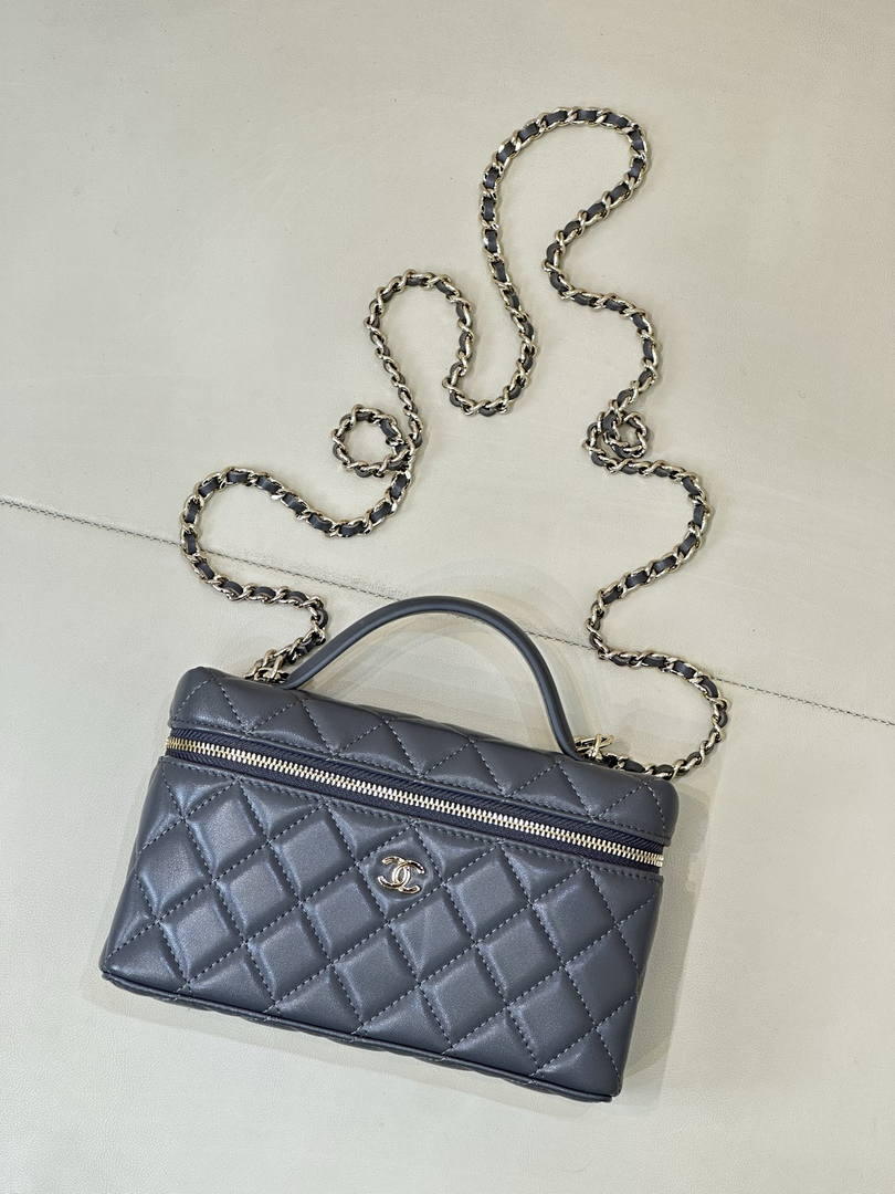 Chanel Vanity with Chain Lambskin AP4385 Dark Gray