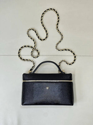 Chanel Vanity with Chain Lizard-patterned black Calfskin AP5195 - Default Title - View 2