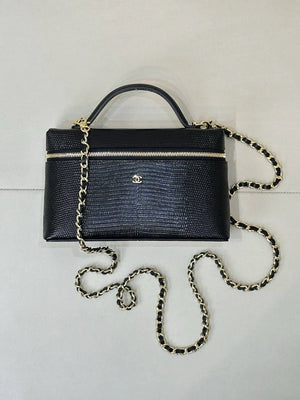 Chanel Vanity with Chain Lizard-patterned black Calfskin AP5195 - Default Title - View 4