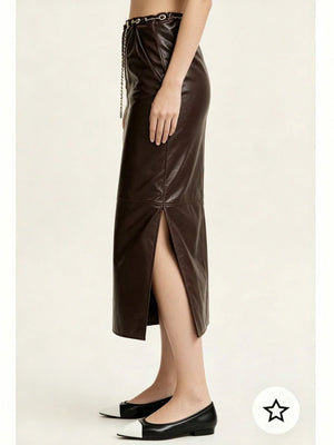 Chanel Women Coco 26p Lambskin Slit design long skirt C80094 - 36 - View 2