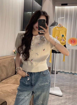 Chanel Women Fashion Knitted T-shirt C81102 - white / S - View 1