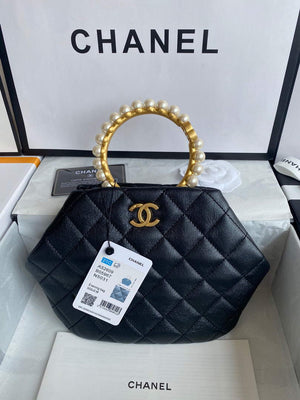 Chanel Women's Bag Sheepskin Pearl Handle Evening Bag Handbag AS2609 Dark grey - Default Title - View 1