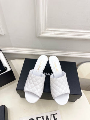 Chanel Women's Diamond-patterned Slippers 7.5cm C93345 - Euro 35=US 4 - View 1