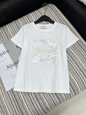 Chanel Women's Fashion Cotton T-shirt C81024 - white / S - View 1