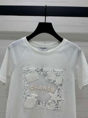 Chanel Women's Fashion Cotton T-shirt C81025 - white / S - View 14