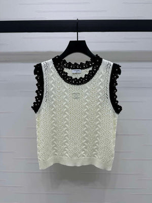 Chanel Women's Fashion Knitted T-shirt C81007 - S / White - View 1