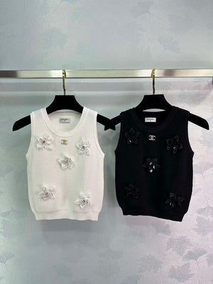 Chanel Women's Fashion Knitted T-shirt C81009 - S / White - View 1