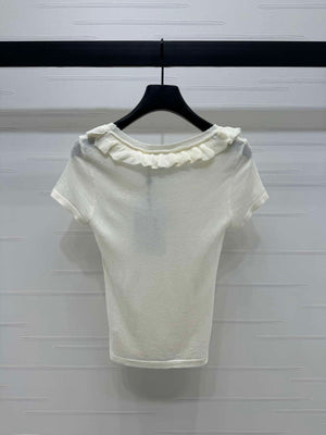 Chanel Women's Fashion Knitted T-shirt C81015 - S / White - View 8