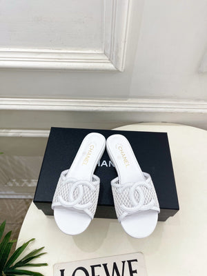 Chanel Women's Mesh Openwork Flat Slippers C93324 - Euro 35=US 4 - View 1