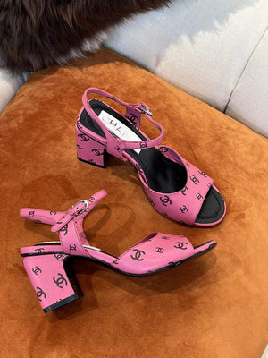 Chanel Women's Sandals G38969 Printed Lambskin Pink Black C90240 - 35 / 35mm - View 3