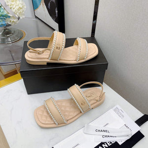 Chanel Women's Sandals G38423 Satin Imitation Pearls C90245 - 35 - View 2