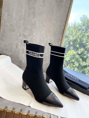 Chanel Women's Shoes Elastic Knitting Ankle Boots 193736 - 35 - View 9