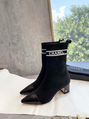 Chanel Women's Shoes Elastic Knitting Ankle Boots 193736 - 35 - View 7