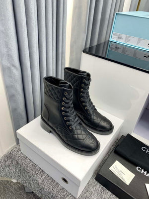 Chanel Women's Shoes G39162 Y55902 94305 Ankle Boots Lace-Ups 189735 - 35 - View 8