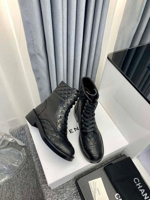 Chanel Women's Shoes G39162 Y55902 94305 Ankle Boots Lace-Ups 189735 - 35 - View 2
