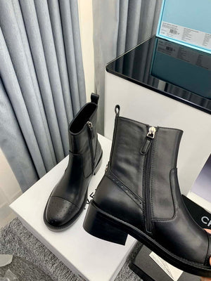 Chanel Women's Shoes G39162 Y55902 94305 Ankle Boots Lace-Ups 189738 - 35 - View 3