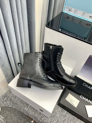 Chanel Women's Shoes G39162 Y55902 94305 Ankle Boots Lace-Ups 189743 - 35 - View 5