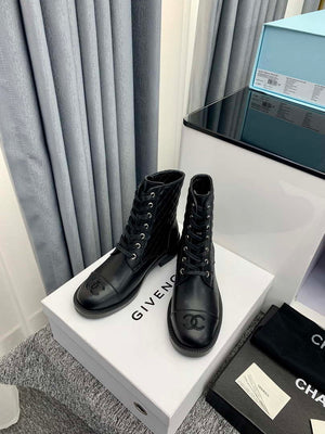 Chanel Women's Shoes G39162 Y55902 94305 Ankle Boots Lace-Ups 189744 - 35 - View 9