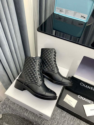 Chanel Women's Shoes G39162 Y55902 94305 Ankle Boots Lace-Ups 189744 - 35 - View 4