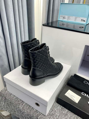Chanel Women's Shoes G39162 Y55902 94305 Ankle Boots Lace-Ups 189744 - 35 - View 2