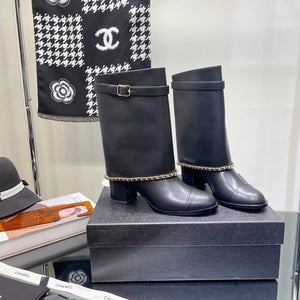 Chanel Women's Shoes G39345 X56709 94305Classcal Chain Hight Boots 190784 - 35 - View 5