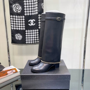 Chanel Women's Shoes G39345 X56709 94305Classcal Chain Hight Boots 190786 - 35 - View 2