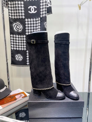 Chanel Women's Shoes G39345 X56709 94305Classcal Chain Hight Boots 190787 - 35 - View 9