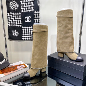 Chanel Women's Shoes G39345 X56709 94305Classcal Chain Hight Boots 190788 - 35 - View 3