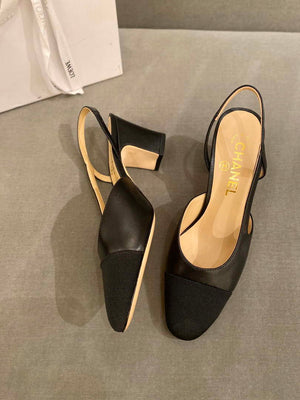 Chanel Women's Slingbacks Goatskin Grosgrain Sandals Shoes C91001 - Euro 35=US 4 - View 2