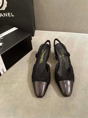 Chanel Women's G31318 Slingbacks Goatskin Grosgrain Sandals Shoes C91004 - Euro 35=US 4 - View 2